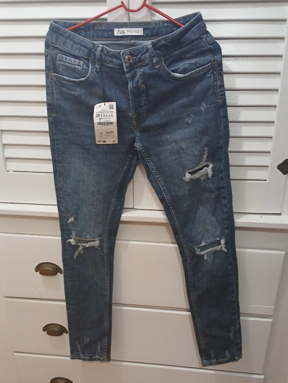 Zara Ripped Skinny Jeans - Medium Blue